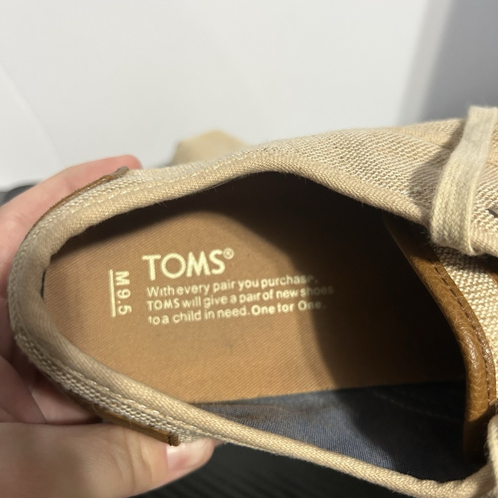 Toms Men's Natural Canvas Shoes Size 9.5 Lace Up Casual - Picture 6 of 8